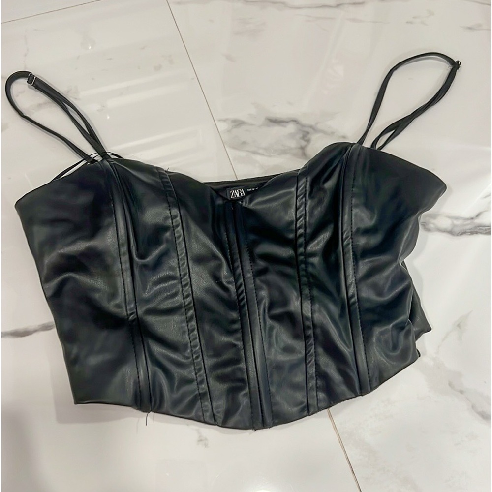 Zara black leather top